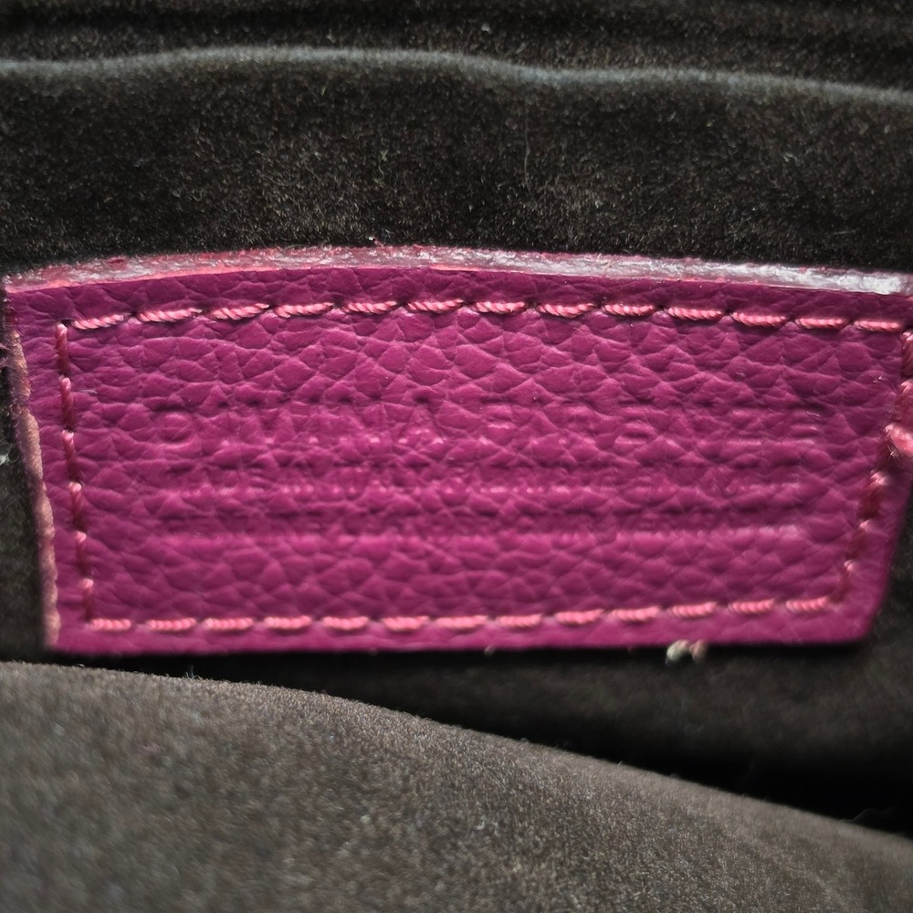 Divina Firenze Italy Magenta Pebbled Leather Bucket Bag Gold Chain Crossbody - Picture 7 of 9